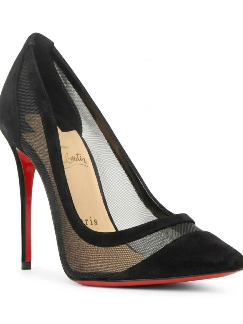 Christian Louboutin Galaviti 100 Suede and Mesh Pumps, 38.5